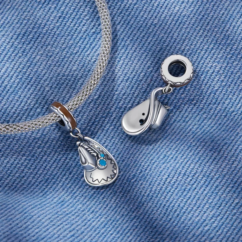 (imagen para) Pandora Style Sombrero Vaquero Colgante - SCC2565 - Ver 4