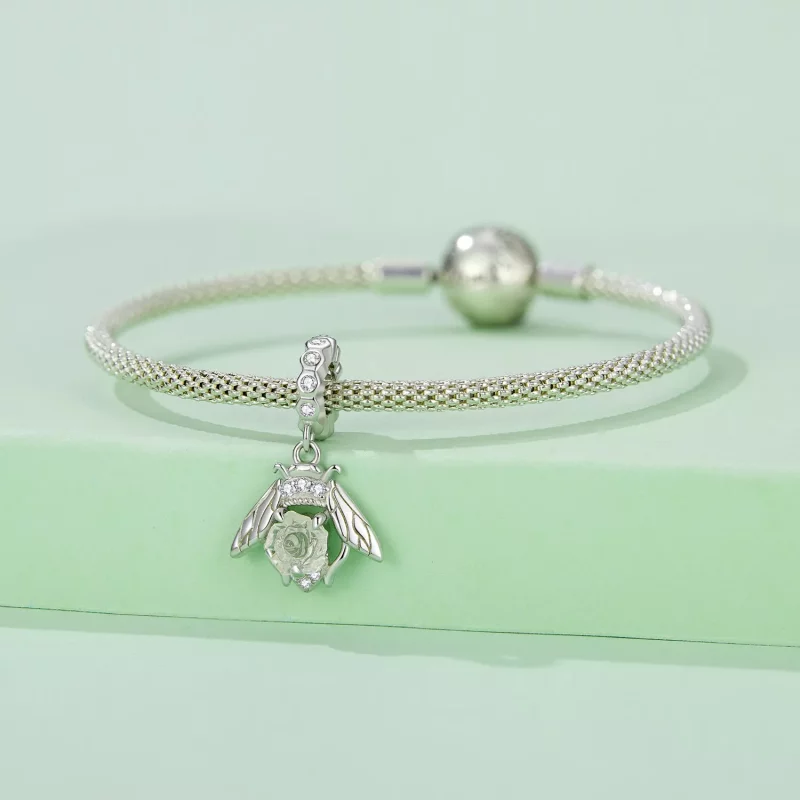 (imagen para) Pendiente colgante de rosa de abeja sensible a la luz estilo Pandora - SCC2598 - Ver 4