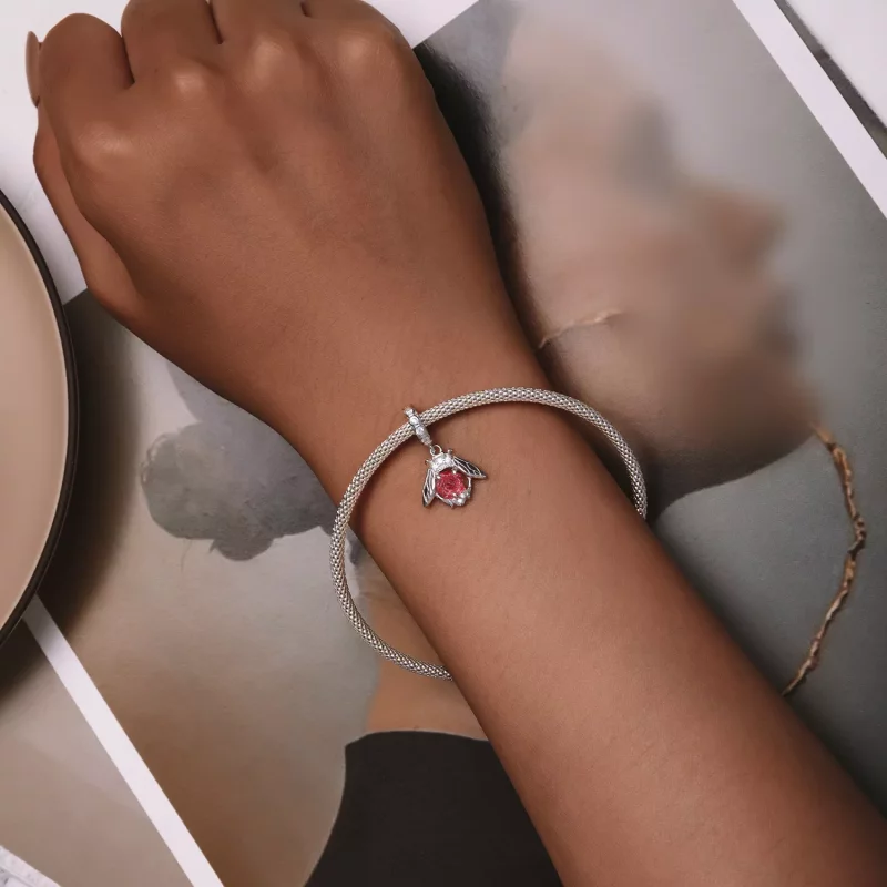 (imagen para) Pendiente colgante de rosa de abeja sensible a la luz estilo Pandora - SCC2598 - Ver 6