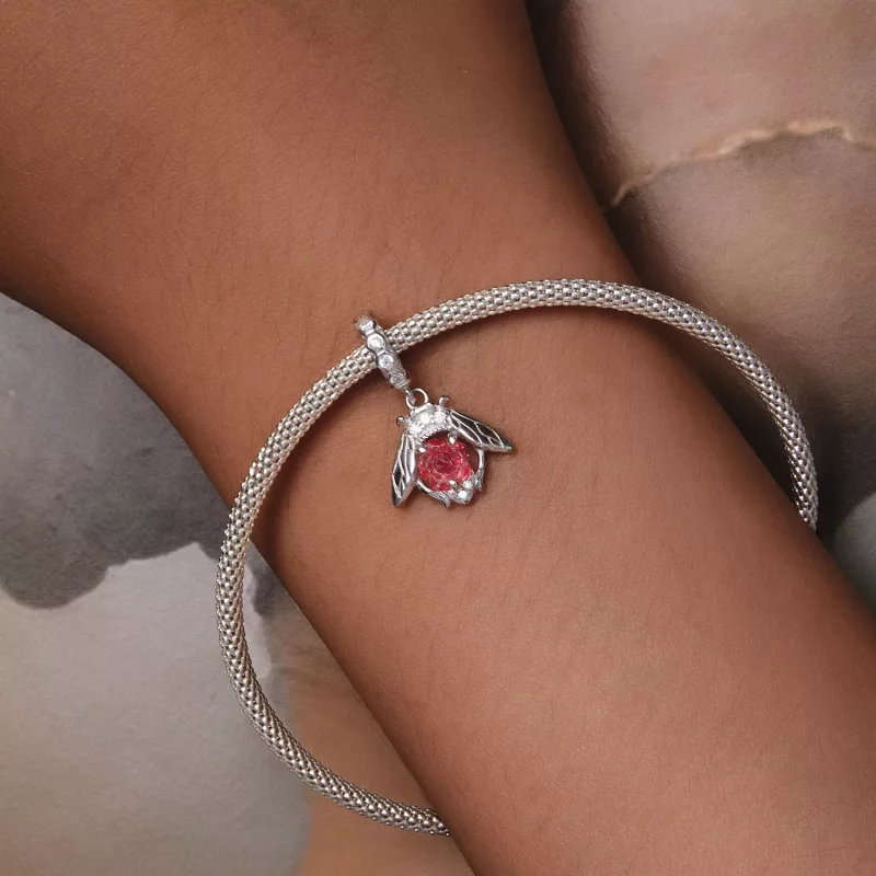 (imagen para) Pendiente colgante de rosa de abeja sensible a la luz estilo Pandora - SCC2598 - Ver 8