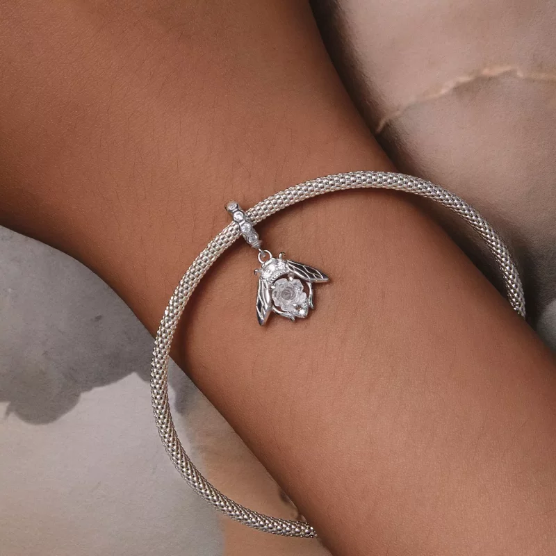 (imagen para) Pendiente colgante de rosa de abeja sensible a la luz estilo Pandora - SCC2598 - Ver 9
