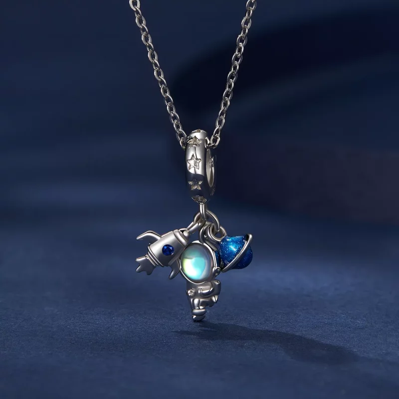 (imagen para) Pendiente colgante estilo Pandora con astronauta - BSC791 - Ver 3