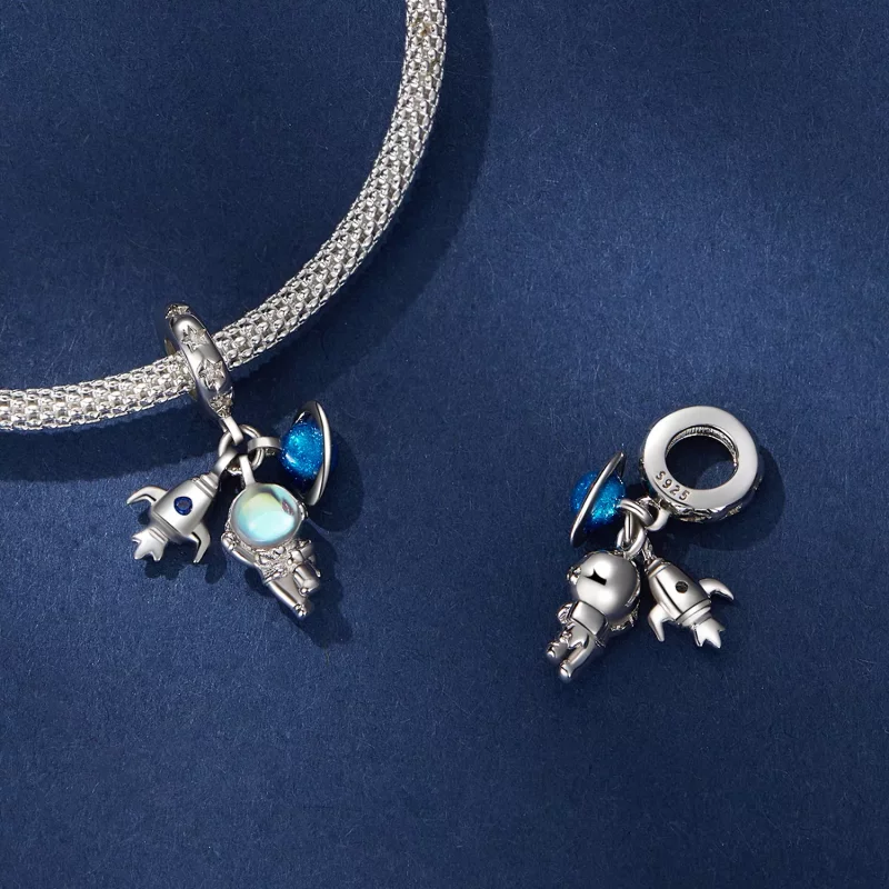 (imagen para) Pendiente colgante estilo Pandora con astronauta - BSC791 - Ver 4