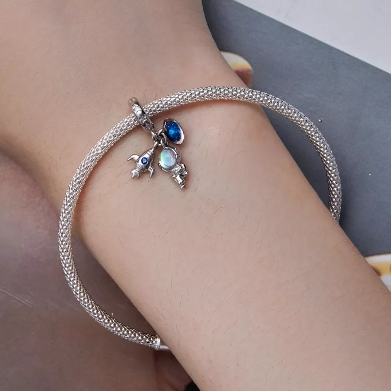 (imagen para) Pendiente colgante estilo Pandora con astronauta - BSC791 - Ver 5