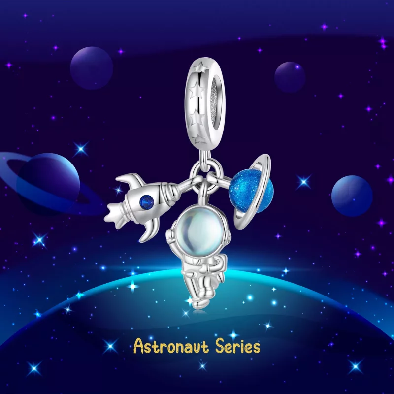 (imagen para) Pendiente colgante estilo Pandora con astronauta - BSC791 - Ver 6