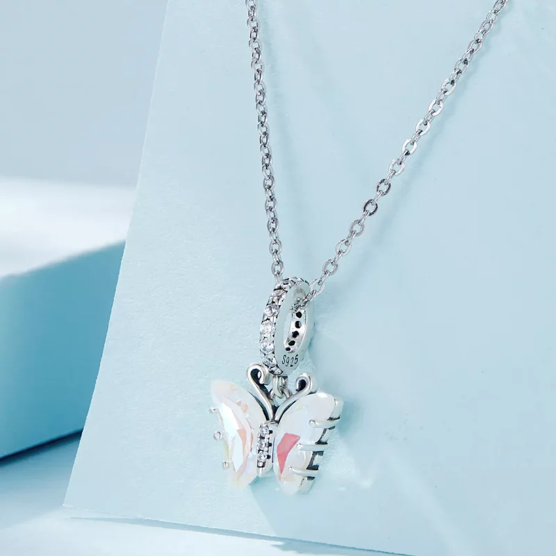 (imagen para) Pendiente colgante estilo Pandora con mariposa aurora colorida - SCC2305-CF - Ver 2