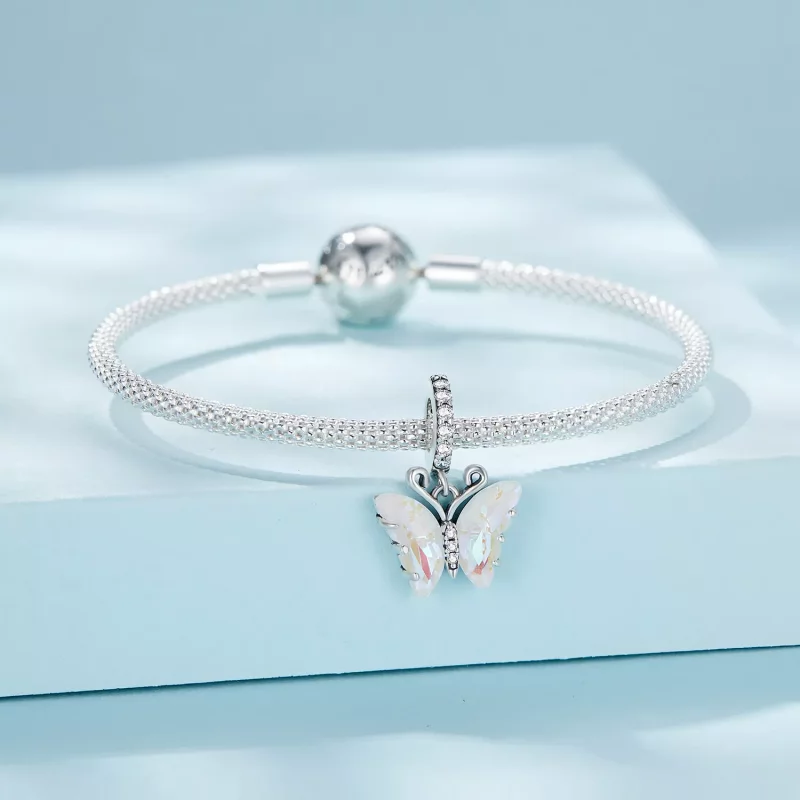 (imagen para) Pendiente colgante estilo Pandora con mariposa aurora colorida - SCC2305-CF - Ver 3