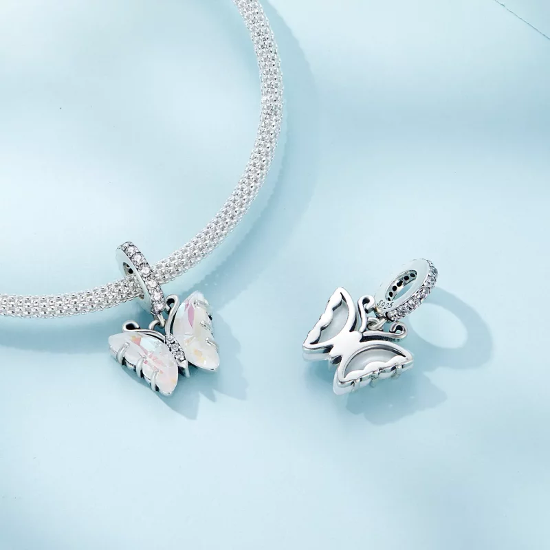(imagen para) Pendiente colgante estilo Pandora con mariposa aurora colorida - SCC2305-CF - Ver 4