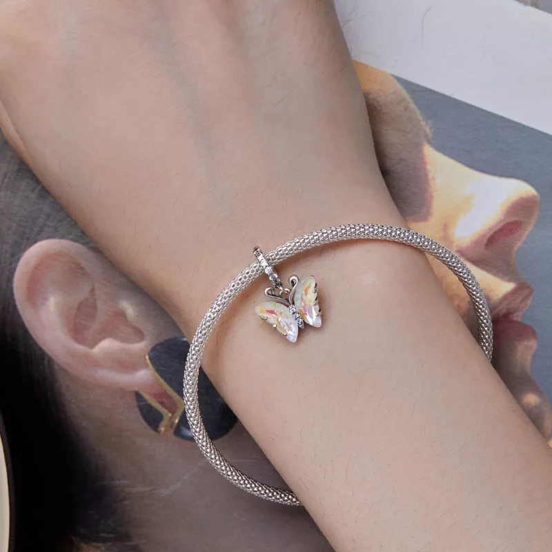 (imagen para) Pendiente colgante estilo Pandora con mariposa aurora colorida - SCC2305-CF - Ver 6