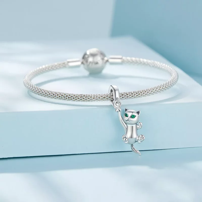 (imagen para) Pendiente colgante estilo Pandora de gato - SCC2572 - Ver 4