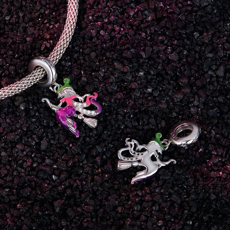 (imagen para) Pendiente de bruja con estilo Pandora que brilla en la oscuridad - SCC2608 - Ver 4