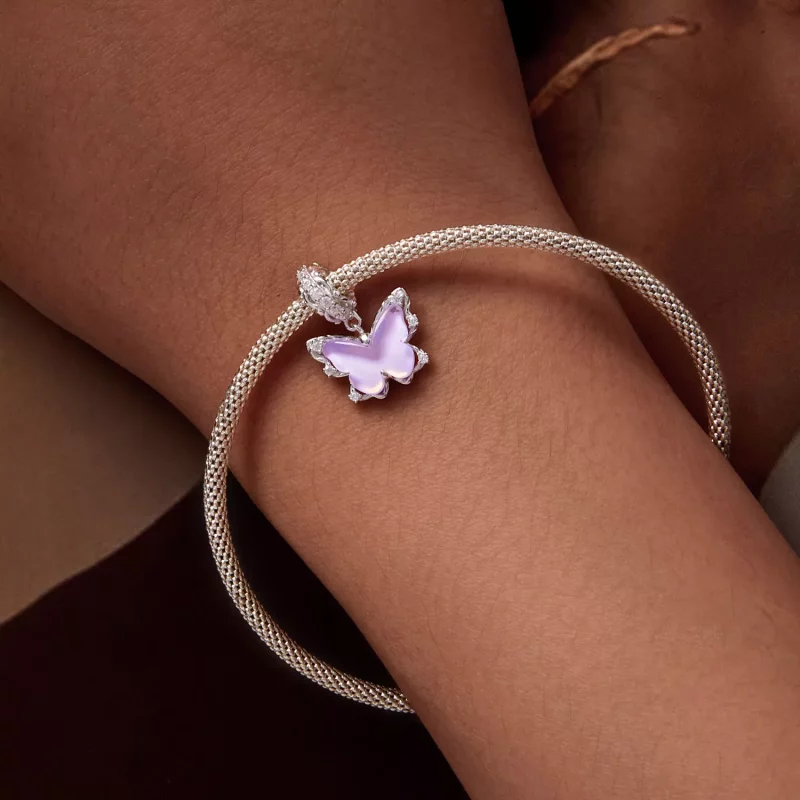 (imagen para) Pendiente de Encaje con Mariposa Colgante Estilo Pandora - BSC925 - Ver 6