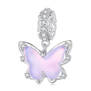 (imagen para) Pendiente de Encaje con Mariposa Colgante Estilo Pandora - BSC925