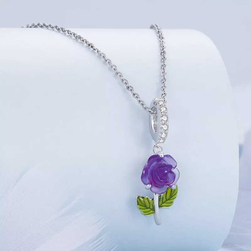 (imagen para) Pendiente de estilo Pandora con cristal en forma de rosa - BSC824-VT - Ver 2