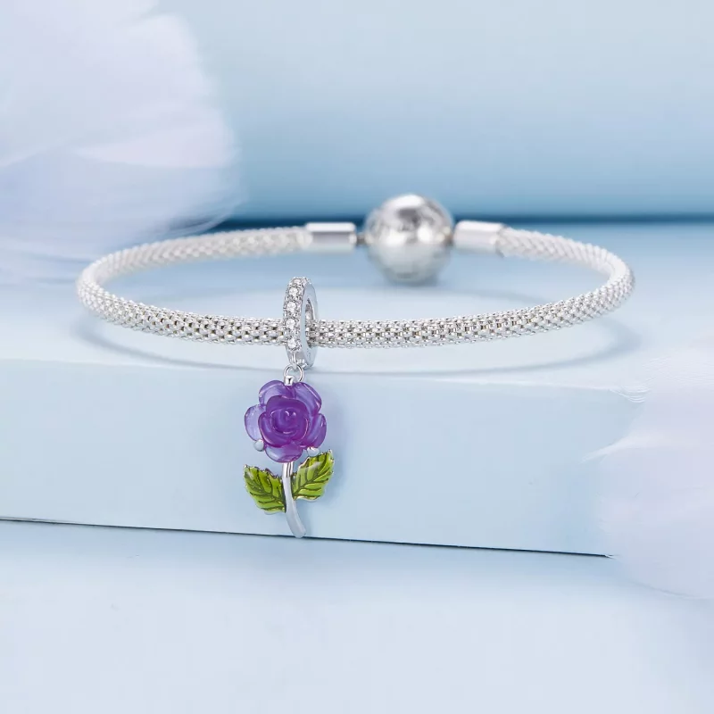 (imagen para) Pendiente de estilo Pandora con cristal en forma de rosa - BSC824-VT - Ver 3