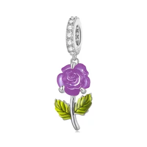 (imagen para) Pendiente de estilo Pandora con cristal en forma de rosa - BSC824-VT