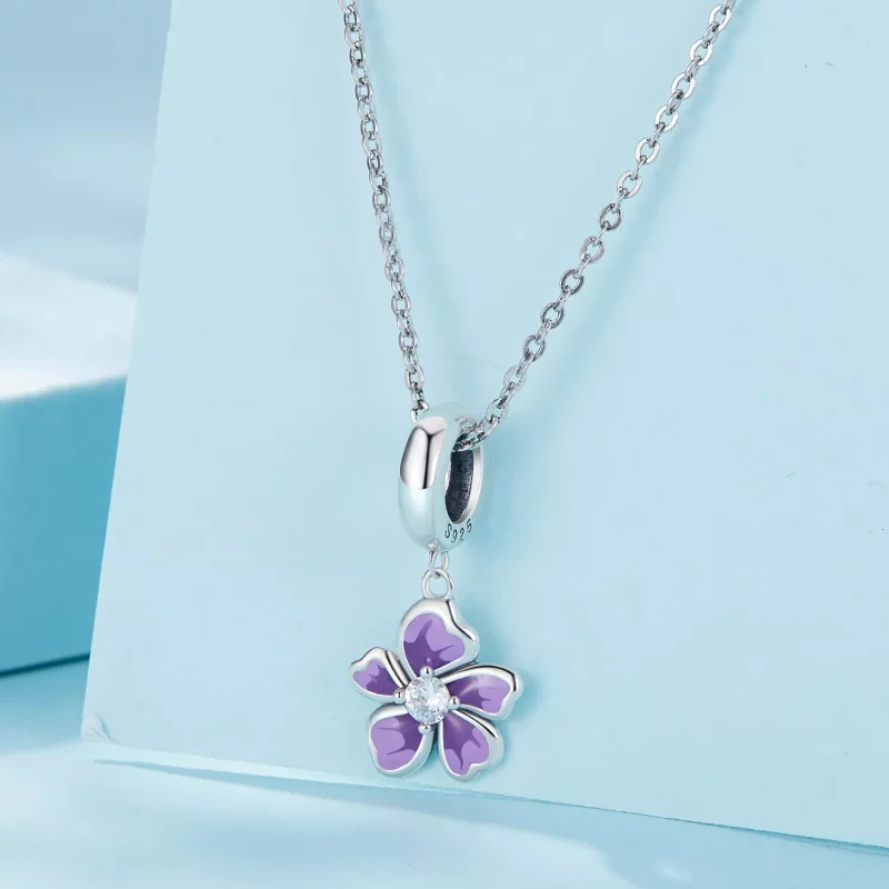 (imagen para) Pendiente de estilo Pandora con flor morada - SCC2556 - Ver 2