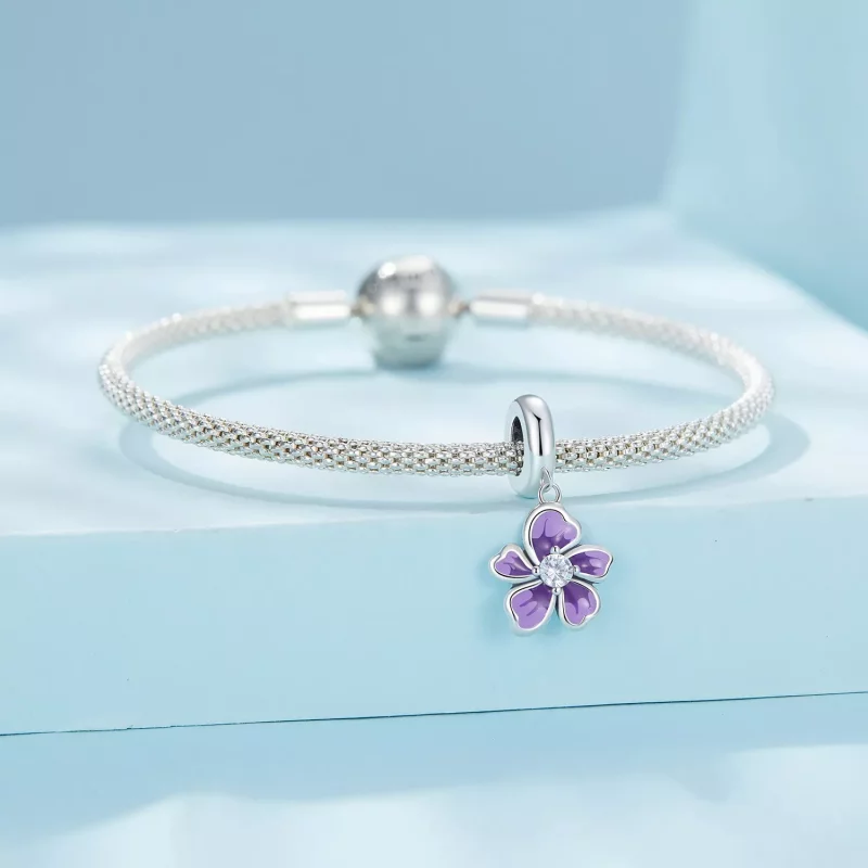 (imagen para) Pendiente de estilo Pandora con flor morada - SCC2556 - Ver 3
