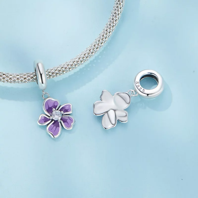 (imagen para) Pendiente de estilo Pandora con flor morada - SCC2556 - Ver 4