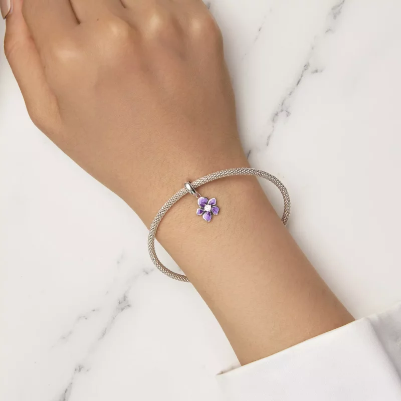 (imagen para) Pendiente de estilo Pandora con flor morada - SCC2556 - Ver 5