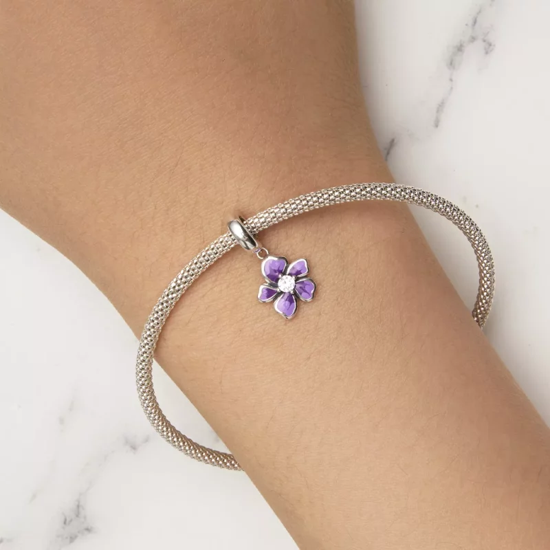 (imagen para) Pendiente de estilo Pandora con flor morada - SCC2556 - Ver 6