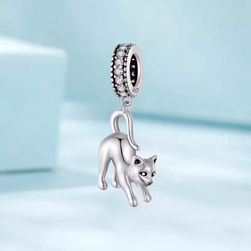 (imagen para) Pendiente de Gato con Estilo Pandora - SCC2595 - Ver 2