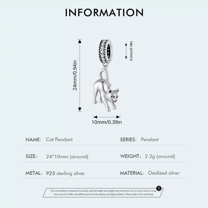 (imagen para) Pendiente de Gato con Estilo Pandora - SCC2595 - Ver 4