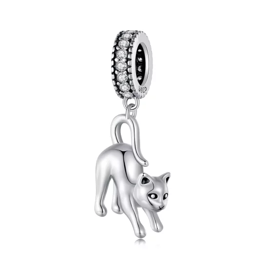 (imagen para) Pendiente de Gato con Estilo Pandora - SCC2595