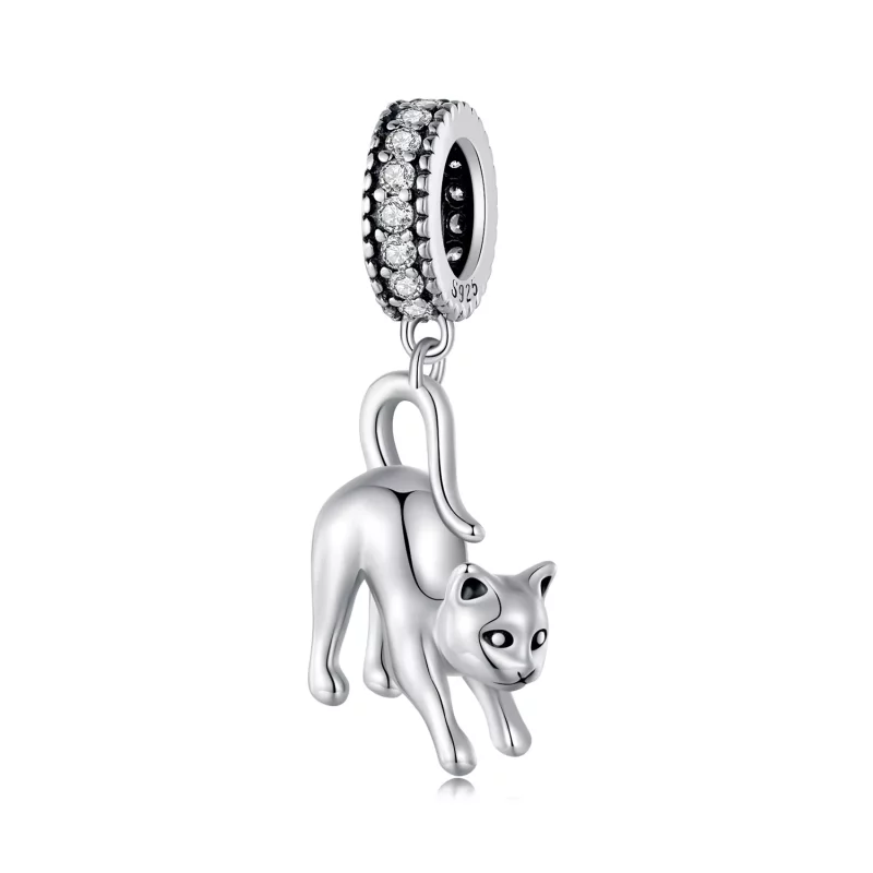 (imagen para) Pendiente de Gato con Estilo Pandora - SCC2595