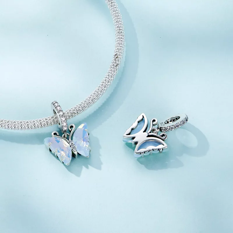 (imagen para) Pendiente de Mariposa Azul Estilo Pandora - SCC2305 - Ver 4