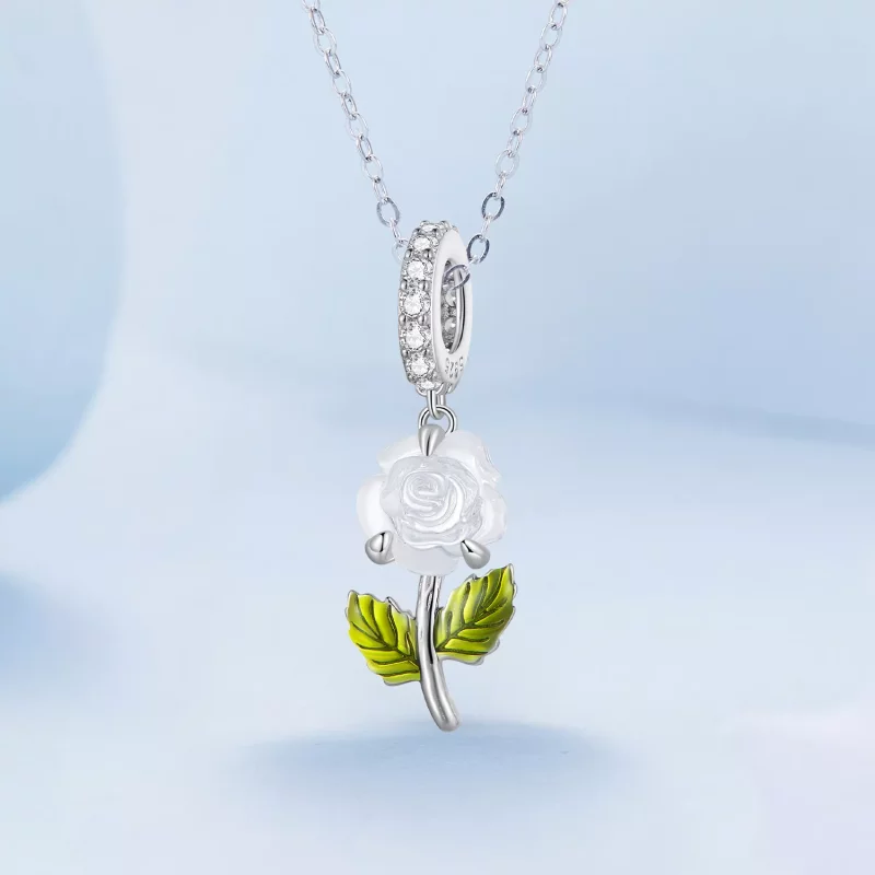 (imagen para) Pendiente de Rosa de Cristal Estilo Pandora - BSC824 - Ver 2