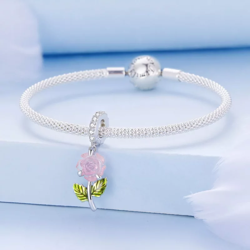 (imagen para) Pendiente de Rosa de Cristal Estilo Pandora - BSC824 - Ver 3