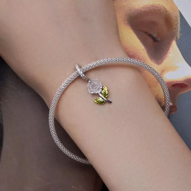 (imagen para) Pendiente de Rosa de Cristal Estilo Pandora - BSC824 - Ver 5