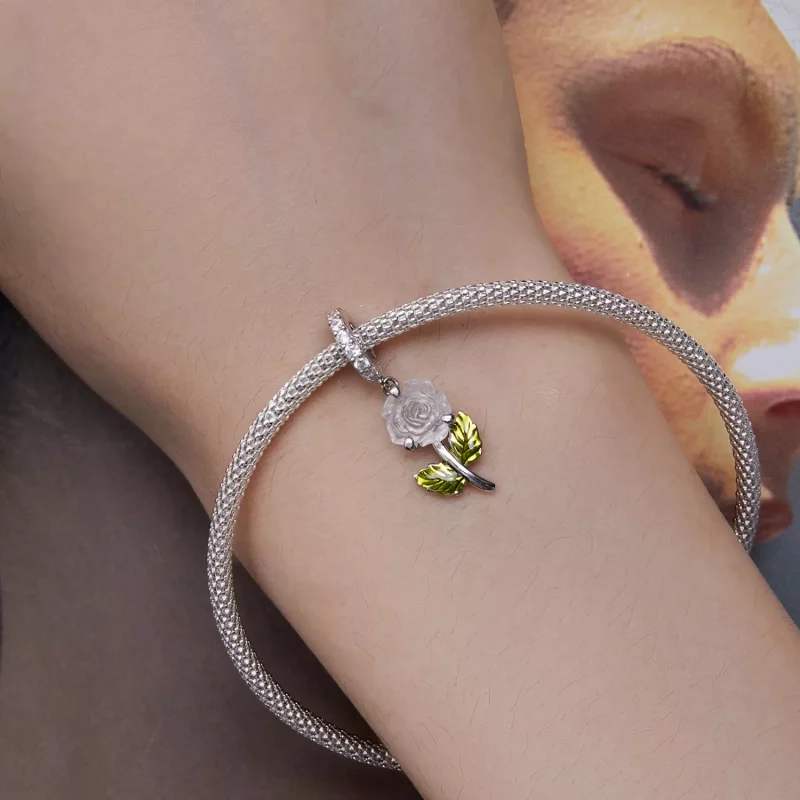 (imagen para) Pendiente de Rosa de Cristal Estilo Pandora - BSC824 - Ver 6