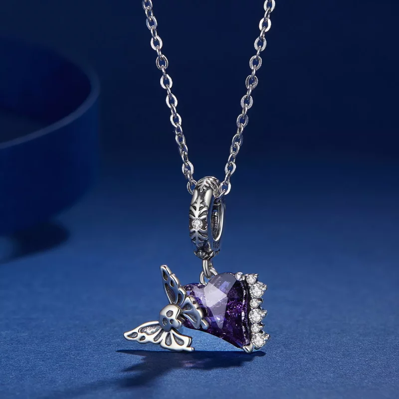 (imagen para) Pendiente de Silicona con Colgante de Calavera y Mariposa al Estilo Pandora - BS - Ver 3