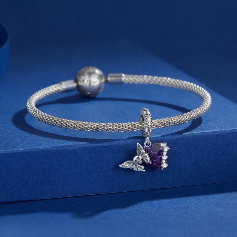 (imagen para) Pendiente de Silicona con Colgante de Calavera y Mariposa al Estilo Pandora - BS - Ver 4