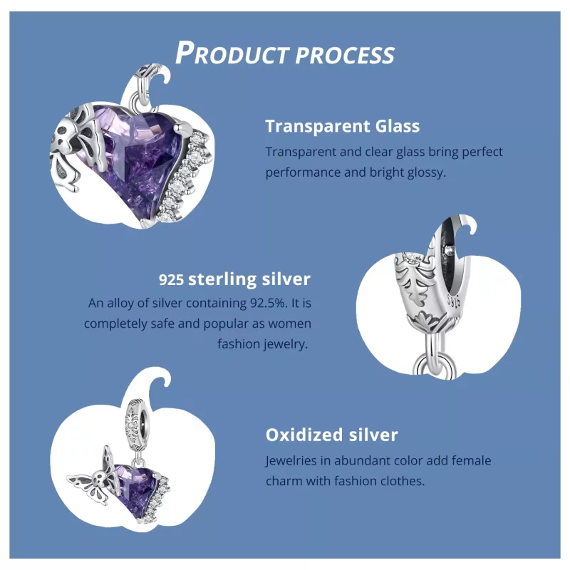 (imagen para) Pendiente de Silicona con Colgante de Calavera y Mariposa al Estilo Pandora - BS - Ver 5