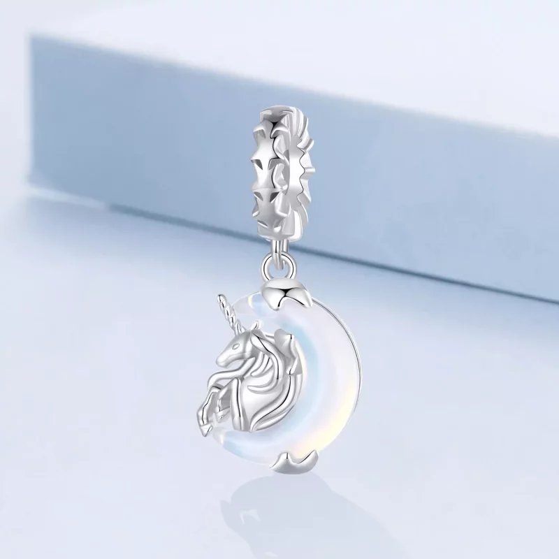 (imagen para) Pendiente de unicornio lunar con estilo Pandora - BSC926 - Ver 2