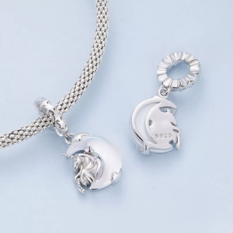 (imagen para) Pendiente de unicornio lunar con estilo Pandora - BSC926 - Ver 4