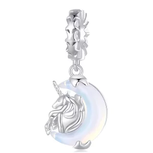 (imagen para) Pendiente de unicornio lunar con estilo Pandora - BSC926
