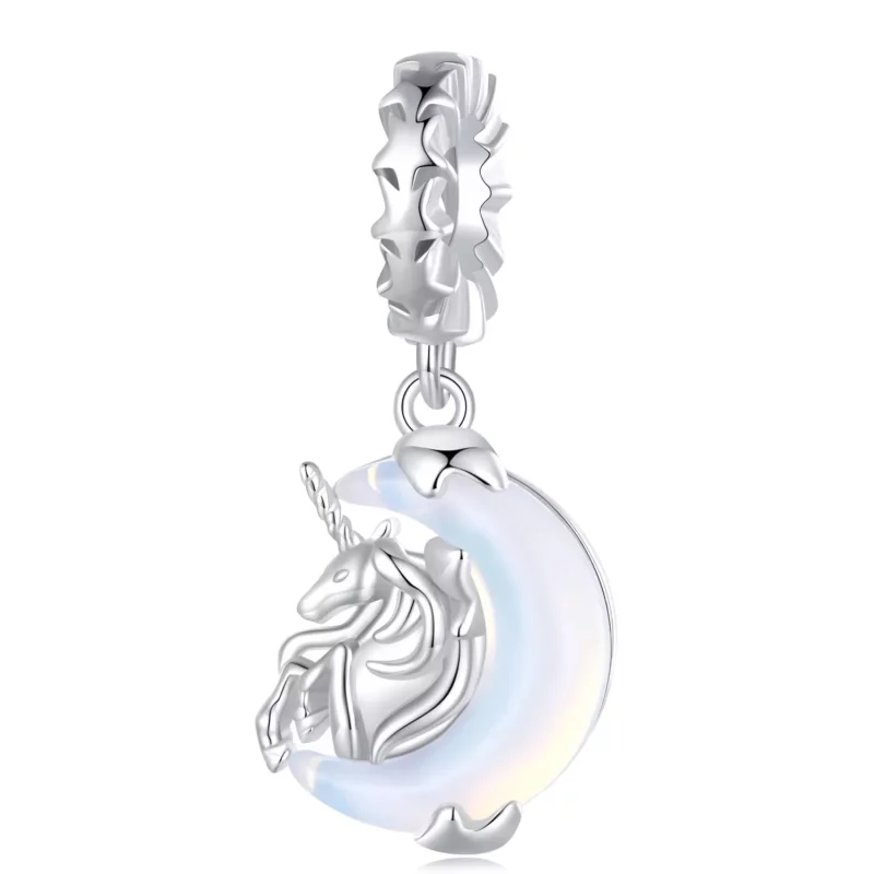 (imagen para) Pendiente de unicornio lunar con estilo Pandora - BSC926