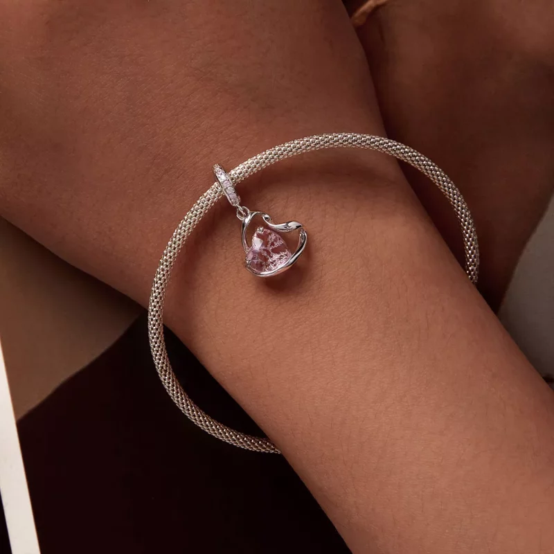 (imagen para) Pendiente en forma de corazón con cinta estilo Pandora - BSC922 - Ver 6