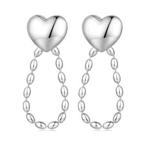 Pendientes colgantes con borlas en forma de corazón estilo Pandora - BSE825 (imagen para) Pendientes colgantes con borlas en forma de corazón estilo Pandora - BSE825