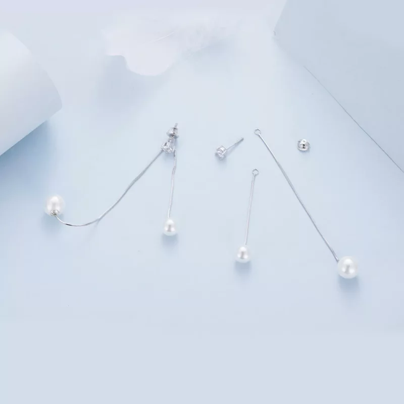 (imagen para) Pendientes colgantes de cuentas con borlas al estilo Pandora - BSE890 - Ver 4