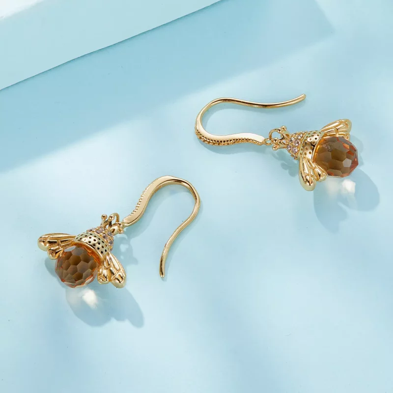 (imagen para) Pendientes colgantes estilo Pandora con abeja dorada - SCE149-B - Ver 4