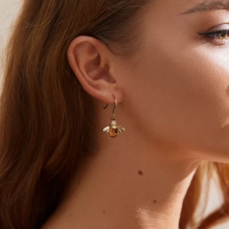 (imagen para) Pendientes colgantes estilo Pandora con abeja dorada - SCE149-B - Ver 6