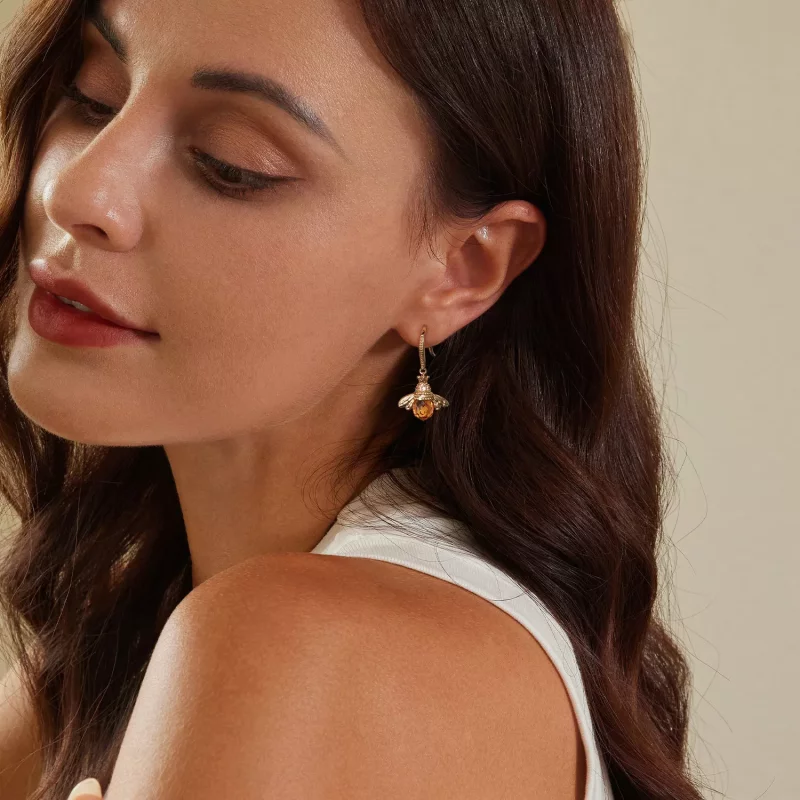 (imagen para) Pendientes colgantes estilo Pandora con abeja dorada - SCE149-B - Ver 7