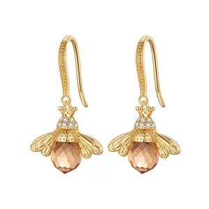 (imagen para) Pendientes colgantes estilo Pandora con abeja dorada - SCE149-B