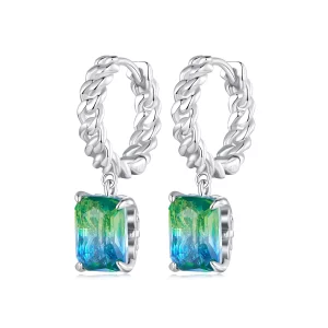 (imagen para) Pendientes de aro con cadena al estilo Pandora - BSE887