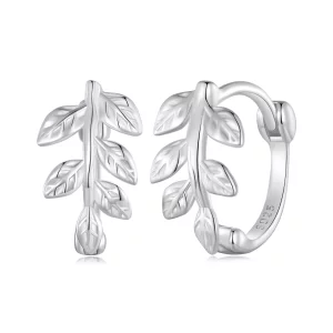 (imagen para) Pendientes de Aro con Diseño de Hoja Estilo Pandora - SCE1660